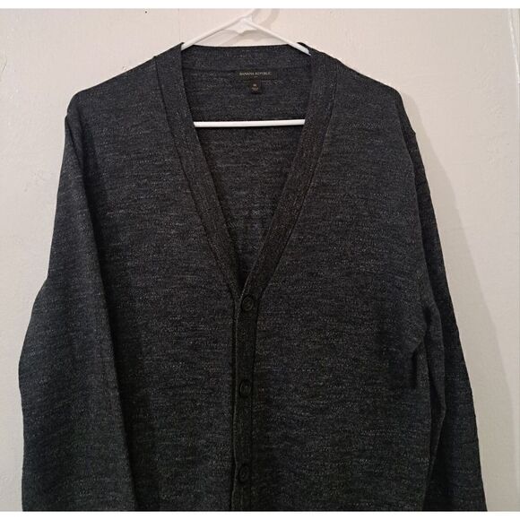 Banana Republic Mens Medium Charcoal Gray EVERYDAY CARDIGAN Sweater 100% Cotton - Picture 4 of 9